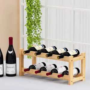 AHOME Großhandel Design Arbeits platte Bambus 2 Tier 8 Flasche Wein regal