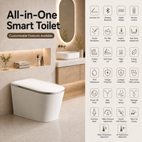 WC intelligent avec bidet intégré, cuvette carrée, fixation au sol, chasse automatique, siège chauffant, télécommande, double chasse, WC monobloc en céramique