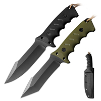 Couteau à lame fixe en acier 8Cr13 avec manche G10, lame pleine longueur, robuste, pour le camping, la chasse, le bushcraft, la survie, avec étui Kydex