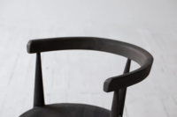 Milieu du siècle moderne vintage moderniste design circulaire sièges dossier rond brûlé chêne bois de chêne salle à manger accent fauteuil