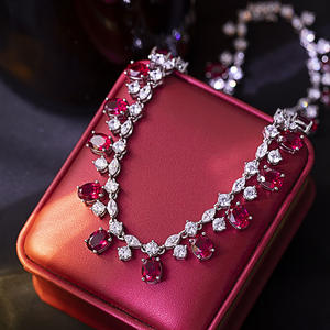 Ruizuan High-End 6*8mm Lab <strong>Ruby</strong> <strong>Necklace</strong> Vintage Style Oval Shaped Jewelry for Wedding Engagement or Gift - Product Image 4