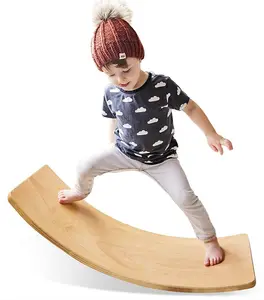 Customized Wood Curvy Board Wooden Balance Board Children Balance Braining Kids Stepping Stones Activity Play Gym Toddler Toys