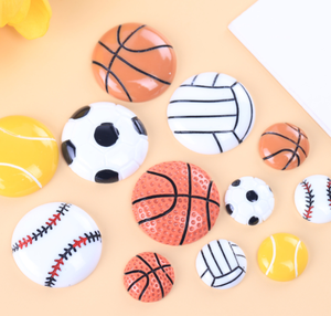 Vente en gros cabochon à dos plat en résine <span class=keywords><strong>kawaii</strong></span> tennis baseball basket football breloques nouveau design pour bracelet chaussure fabrication de bijoux - Product Image 2