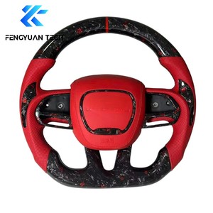 Volant de voiture chauffant en fibre de carbone rouge personnalisé avec LED pour Dodge Charger Challenger SRT 2014-2018 2019 2020 2021 2022 <span class=keywords><strong>2023</strong></span> 2024 - Product Image 1