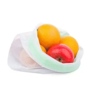 Reusable Mesh Produce Bags Reusable Wholesale Nylon Fruit Mesh Produce Custom Logo Recycling Bags