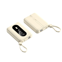 Nouvelle batterie externe portable 10000mAh avec écran LED, charge rapide 10W, entrée USB, sortie Type-C, câbles intégrés pour téléphones