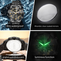 Montre à quartz pour homme OEM3676 Mark Fairwhale, 43 mm, cadran de casino, aiguilles lumineuses, boîtier en alliage, bracelet en acier inoxydable tendance