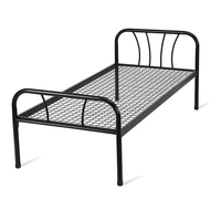 Cadre de lit simple en métal moderne pour dortoir scolaire et appartement, conception en acier tubulaire carré durable, gain de place et montage facile