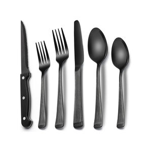 Ensemble de couverts de qualité assurée avec un design unique et premium, finition noire, décoration de table à manger, ensemble de couverts à vendre - Product Image 1