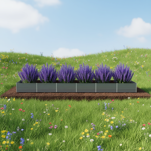 Bac à fleurs surélevé en acier galvanisé gris 236,2x31,5x17,7 pouces pour pots de fleurs et jardinières - Product Image 2