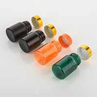 Bouteilles en plastique PET noir givré de 80 cc de qualité alimentaire pour bonbons, pilules et médicaments, avec bouchon plaqué