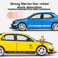 Modelo de coche de metal fundido a presión a escala 1:24 con licencia original, LANCER Evolution IX EVO, 9.ª generación, con sonido y luz, puertas que se abren y función de retroceso.