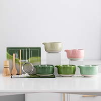 Ensemble de thé matcha japonais en céramique verte personnalisé OEM ODM, 8 pièces, bol à matcha, kit de cérémonie du thé, fouet en bambou, boîte cadeau