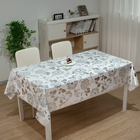Nappe jetable rectangulaire en tissu ciré anti-taches motif floral argenté RNPT pour extérieur