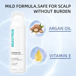 Moq rendah sampo kering ramah lingkungan semprot bubuk semua jenis rambut kontrol minyak label pribadi minyak Argan minyak berbulu semprotan rambut kering