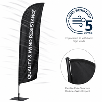 Kit de drapeau plume personnalisé de 3,5 m avec base croisée robuste pour la publicité et la promotion d'événements en plein air