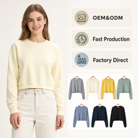 Sweat-shirts à col rond courts pour femmes avec logo personnalisé, streetwear, hip hop, pulls de haute qualité, vente en gros, directement de l'usine