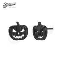 SUPERSTAR ASTM F136 Titane Embouts sans filetage Motif Lanterne Citrouille Halloween Bijou de piercing pour lèvre, oreille et cartilage