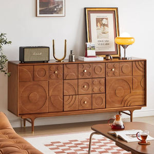 Gabinete de madera de Roble Marrón Vintage para sala de estar, marco de pino reciclado con almacenamiento <span class=keywords><strong>y</strong></span> cajones, mesa de soporte de TV para el hogar para apartamento - Product Image 5