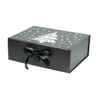Boîte cadeau de Noël de luxe personnalisée, boîte en carton rigide pliable magnétique avec ruban, écologique et recyclable