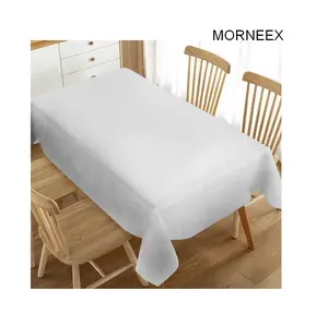 MORNEEX White Table Cloth Round Rectangle Square 100% Cotton Table Cloth Tablecloth for Wedding Party
