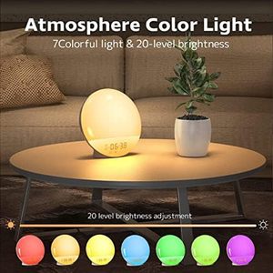 WiFi Smart Electronic Wake up Alarm <b>Calendars</b> Natural Sound 7 Colors Sunrise/Sunset Luminous Digital Clock FM Radio Night Light - Product Image 3
