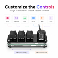 SIKAI 3 Tombol 1 Kenop Mini Keypad USB-C RGB Mini Keyboard Mekanik Kontrol Volume Pintasan Kustom untuk Pengeditan Video Pekerjaan Kantor