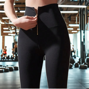 Leggings de Cintura Alta con Cierre para Mujer, Pantalones de Yoga Ajustados, Elásticos en Cuatro Direcciones, Transpirables, 220g, para Gimnasio, Running, Fitness y Entrenamiento - Product Image 2