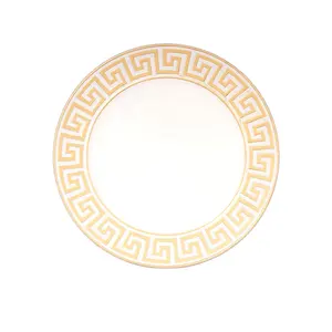 Hot Ancient Greek Style Goldrand Geometrie Lade platten Round Trim White Ground Lade platten