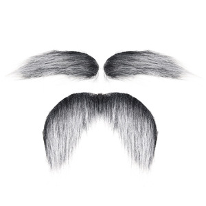 Barba falsa de Halloween para disfraz de fiesta, accesorio de bigote largo negro de Papá Noel - Product Image 5