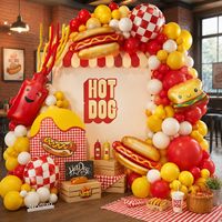 Décorations de fête Hot Dog, Kit d'arche de ballons rouges et jaunes pour barbecue, pique-nique d'été, baby shower, bridal shower, enterrement de vie de jeune fille