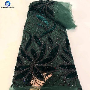 Pizzo ricamato in velluto di cotone di lusso con paillettes di alta qualità da <span class=keywords><strong>donna</strong></span> festa in velluto francese con paillettes di pizzo - Product Image 3