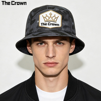 Ensemble de chapeaux personnalisés avec logo, vente en gros, imprimé Stardust abstrait, casquette 5 panneaux et chapeau bob avec patch tissé, fabricant