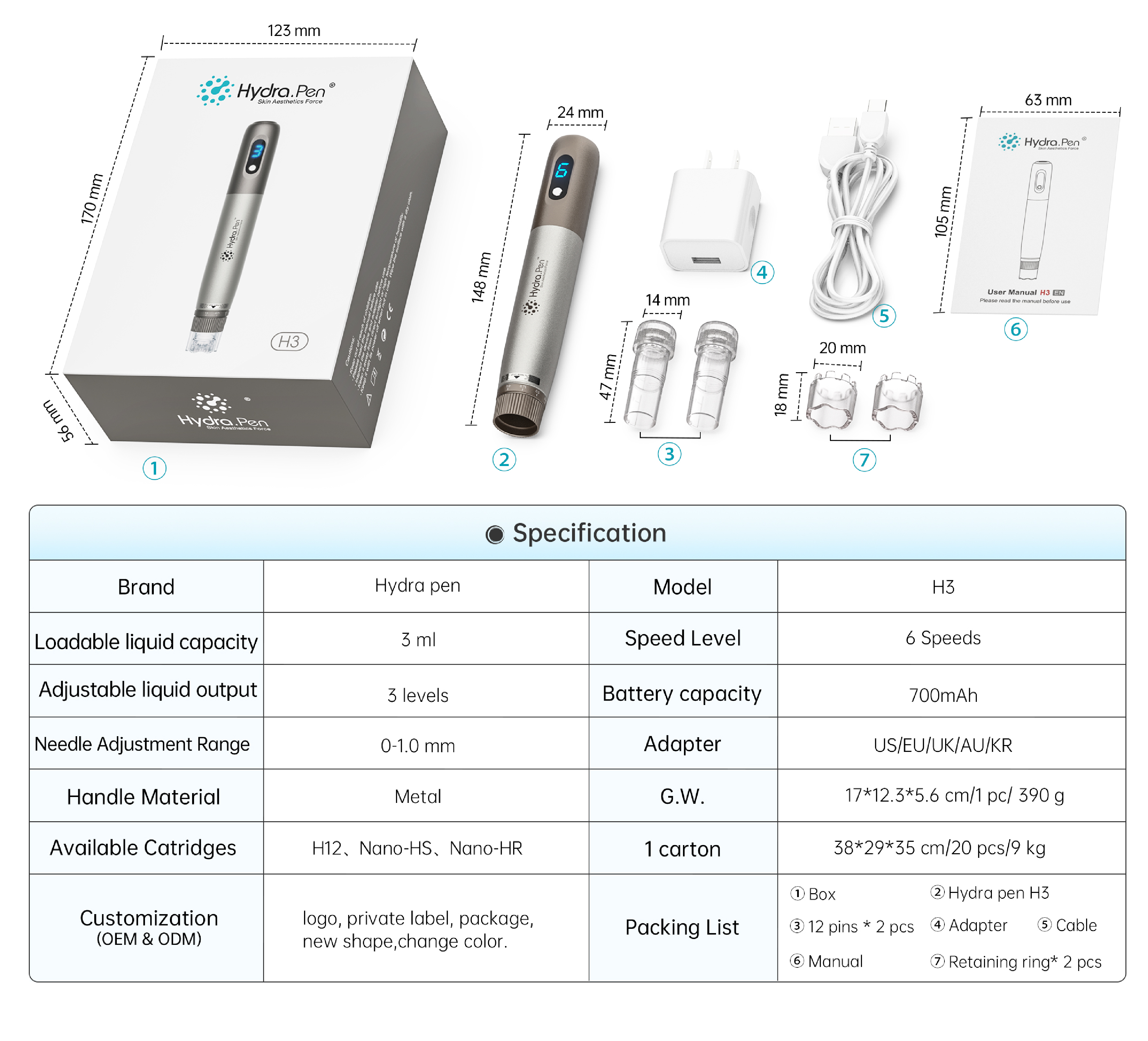 New arrival Liquid Injector Hydra pen Microneedling Hydra Pen H3 For Skin Rejuvenation