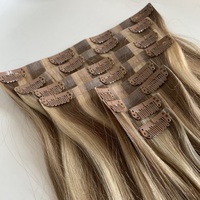 18 pouces 180g Cappuccino Blonde Mix #8/16/60 Extensions de cheveux humains à clip sans couture