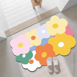 พรมปูพื้นยางกันลื่นในห้องน้ำแผ่นปูห้องน้ำกันลื่นสไตล์หรูหราแผ่นปูห้องอาบน้ำดีไซน์ลายดอกไม้สดใหม่ - Product Image 5