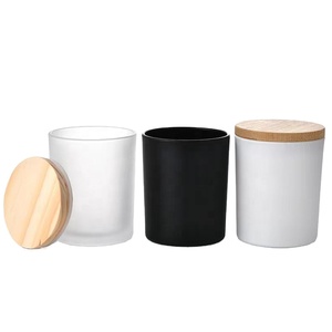 Lọ đựng nến thủy tinh miệng rộng, màu sắc tùy chỉnh, logo riêng, cao cấp, mờ, bán buôn, 7oz, 10oz, kèm nắp tre hoặc gỗ - Product Image 1