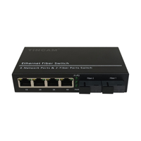 TINCAM Interruptor POE de 6 puertos 4 * RJ45 10/100Mbps + 2 * SC100Mbps Interruptor POE de fibra única 48V 20-120km Interruptores POE para sistema CCTV