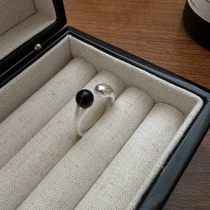 Anillo de ágata negra esmerilada de plata esterlina S925 estilo coreano moda textura Simple al por mayor para minoristas y clientes - Product Image 2