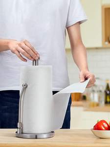 Distributeur de serviettes en papier Base pondérée sur pied antidérapante, porte-serviettes en papier en acier inoxydable pour la cuisine à domicile - Product Image 6
