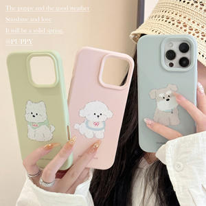 Funda para <span class=keywords><strong>iPhone</strong></span> en colores pastel <span class=keywords><strong>con</strong></span> lindos perros de dibujos animados y etiquetas de <span class=keywords><strong>nombre</strong></span> <span class=keywords><strong>personalizadas</strong></span>-<span class=keywords><strong>Fundas</strong></span> suaves azul/verde/rosa <span class=keywords><strong>con</strong></span> deseos de buena suerte para <span class=keywords><strong>iPhone</strong></span> - Product Image 1