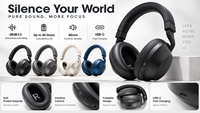 Casque audio sans fil ANC à réduction de bruit active, pliable, stéréo HiFi, pour le sport et la musique, avec micro