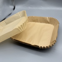 Papier sulfurisé rond personnalisé pour friteuse à air, imprimable sur une face, en silicone, résistant à l'huile, jetable, pour la cuisson