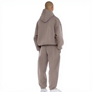 <b>Men's</b> Hooded Sweatshirt Tracksuit Set Solid Color Cotton Casual Loose Fit With Front Logo Autumn Wear - Product Image 4