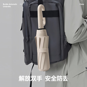 Parapluie QX en gros, nouveau modèle à 10 baleines, avec boucle annulaire, couleur unie, pliage inversé, protection solaire et pluie, coupe-vent - Product Image 2