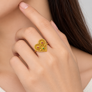 Anillo de Cóctel en Forma de Corazón Chapado en Oro de 24K con Piedras de Circonia Cúbica, Joyería Vintage para Mujer, Regalo - Product Image 5