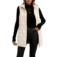 Veste sans manches pour femme à col montant, matelassée losanges mi-longue avec fermeture éclair, prix direct usine