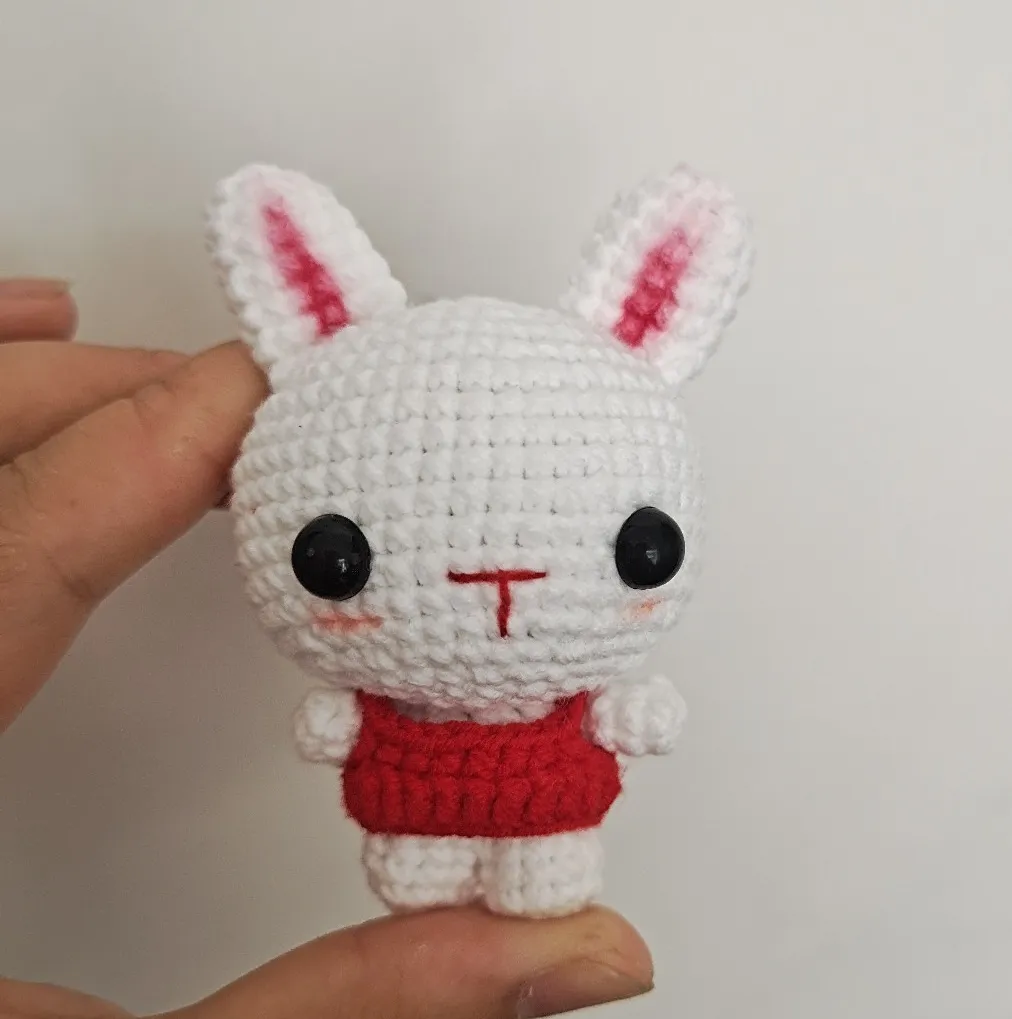 Lovely Rabbit Ear Plush Bear Girls Soft Handwoven Pendant Doll Rabbit para niños
