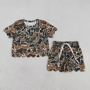 Listo para Enviar: Conjunto de Shorts con Estampado de Camuflaje y Borde Festoneado para Niñas Pequeñas, <span class=keywords><strong>Ropa</strong></span> Infantil de Verano - Product Image 2