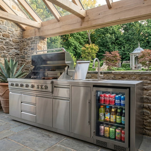 Mueble de Cocina Modular para Exterior de Acero Inoxidable con Certificación CE, Isla de Cocina para Exterior con Parrilla de Gas, Resistente a la Corrosión - Product Image 1